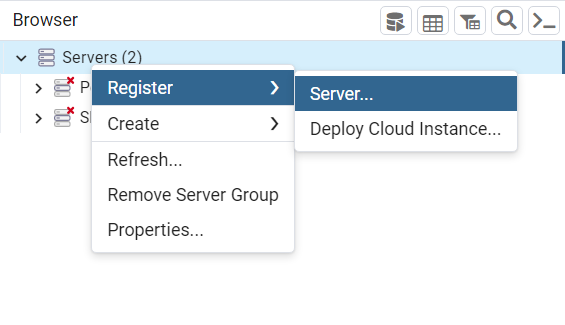 Register server - General Tab
